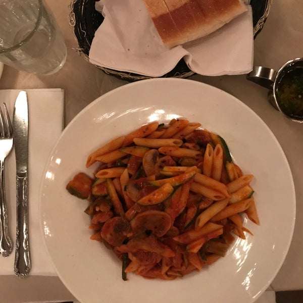 Pasta primavera with arrabiata sauce