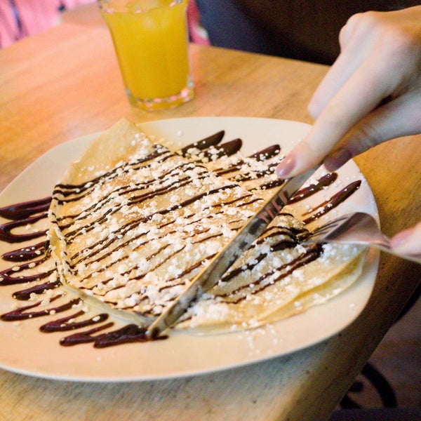 Crepes, very generous with the Nutella.