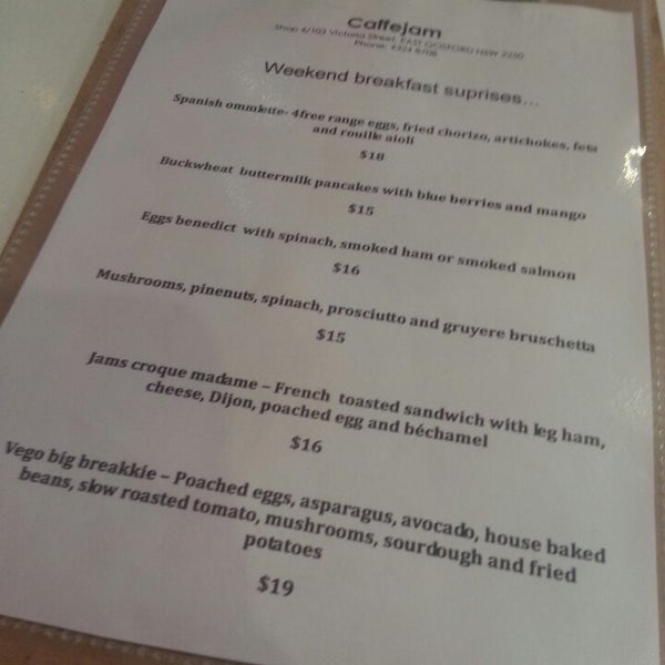 caffe jam 103 Victoria St