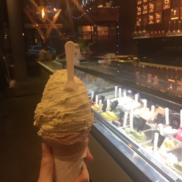 Great ice cream parlor with so many original flavours! The pistachio and ferrero rocher were delicious and the portion was huge.