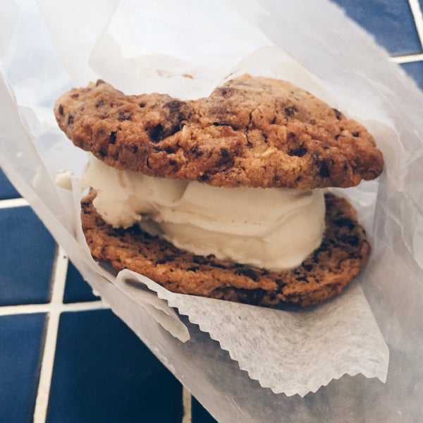 The ice cream sandwich is huge! You can definitely split it with someone. Personal fave: good ol' chocolate chip cookies with vanilla ice cream
