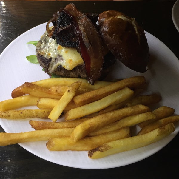 The burger is textbook for umami.  Blue cheese funk, crispy bacon, juicy beef patty...i die