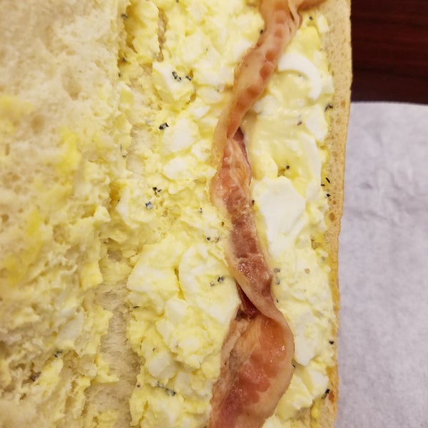 One nasty, raw piece of bacon on the last sandwich I'll ever buy here. Finally learned my lesson.