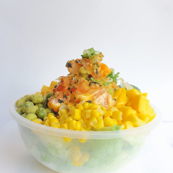 Delicious spicy mango salmon bowl is a must try.