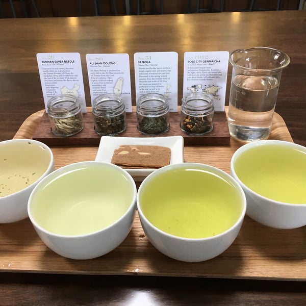 They do tea flights! 4 bowls of loose-leaf tea (you pick all 4 from their very comprehensive menu) for you to sample. Bowls are large enough for two people to share one flight.