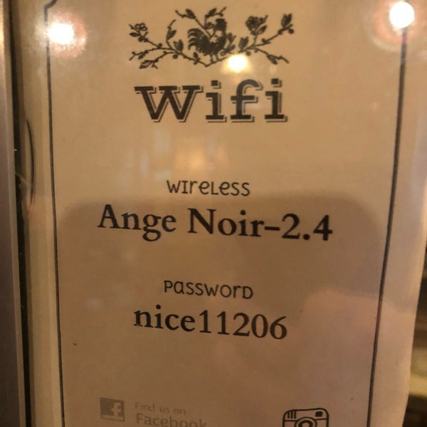 WiFi SSID: Ange Noir-2.4 Password: nice11206