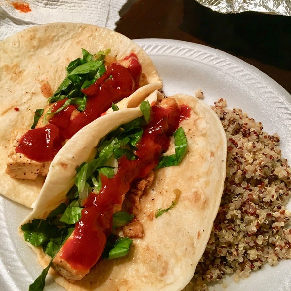 The tofu taco is good with the spicy sauce that comes with it