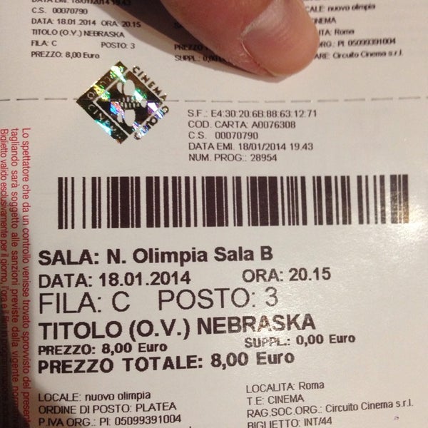 1/18/2014 tarihinde Chiaretta P.ziyaretçi tarafından Cinema Nuovo Olimpia'de çekilen fotoğraf