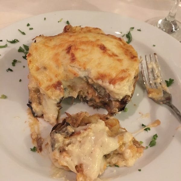 The moussaka with shrimp was outstanding