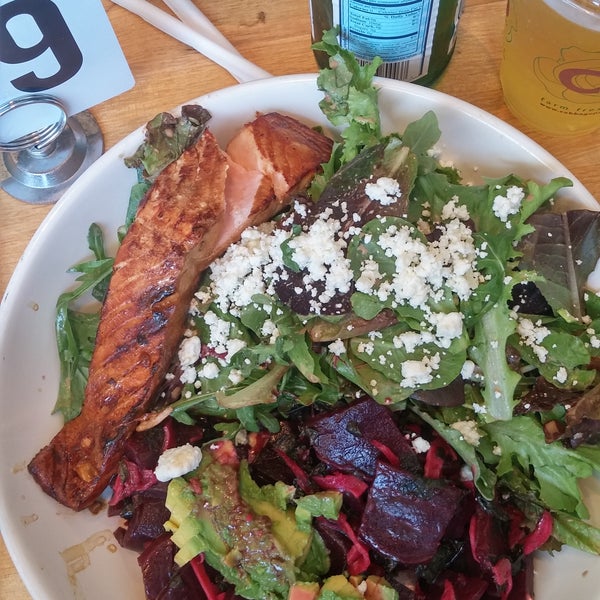 The beet and goat cheese salad was deciduous with the salmon. Very fresh and the mint was a lovely compliment.