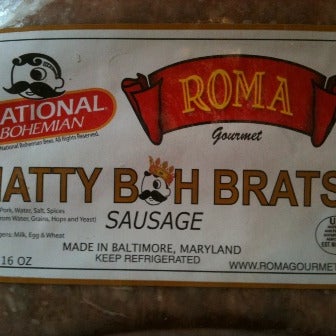 Hand crafted in Baltimore, Roman's traditional German-style, handmade sausage links get a local twist on a classic favorite by adding in NATIONAL BOHEMIAN beer to create NATTY BOH BRATS... Prost!