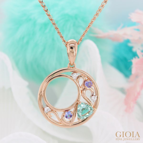 Fairytale Jewellery Pendant Features a bluish-green shade and resembles the shade of the dress which Princess Jasmine adorns.