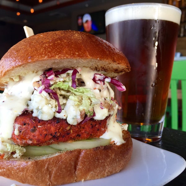 NEW BURGER SPECIAL: THE BLUE BIRD ... blackened bird patty, blue cheese, sliced green tomato, and house made crow slaw with garlic aioli, on a brioche bun. Comes with a side and craft brew!