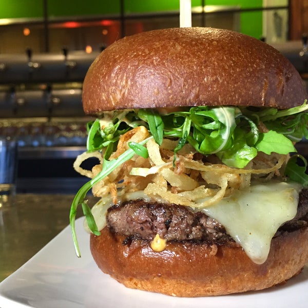 Say hello to this week's burger special: THE ROOSTER BURGER! Our signature burger patty topped with Sriracha aioli, crispy onions, pepper jack cheese and baby arugula on our brioche bun.