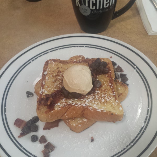 Just had the brunch special. French Toast with chocolate chips, candied bacon, and peanut butter whipped cream!  Amazing!