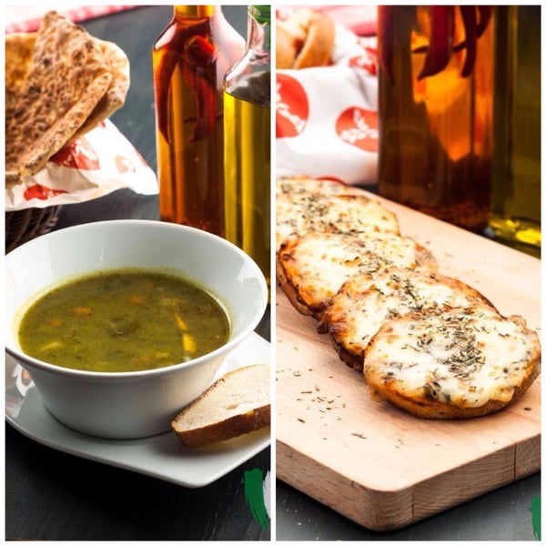 Bu ikiliye dikkat! İtalyan usülü sebze çorbası minestrone ve sarımsaklı ekmek Piola Ankara'da öğle yemeğinde hafif ve lezzetli menü arayanların gözdesi...