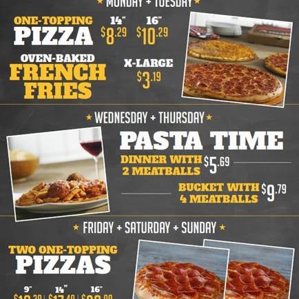 Enjoy weekly specials through the end of 2018. Available at select locations.