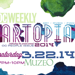 LIMITED TIME OFFER! Artopia 2014 PRESALE! Use promo code: OCTIP and get your GA/VIP ticket before the general public! 2nd Annual Artopia 2014, a celebration of OC Weekly's People issue. Code: OCTIP