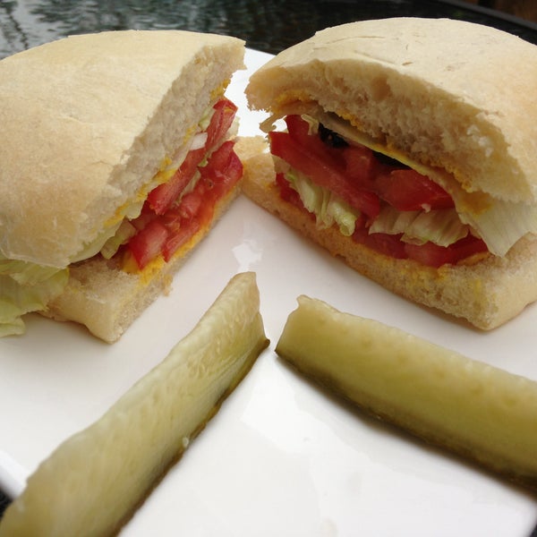 We have a great Fresh Veggie Sandwich!!! (Lettuce, Tomato, Black & Green Olives and Onion with Mustard)