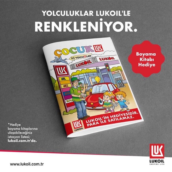 En eğlenceli yolculuklar için istasyonumuza uğrayarak hem “Taraftar Kart”ınızla avantajlı akaryakıt alabilir hem de ücretsiz boyama kitabına sahip olabilirsiniz. LUKOIL, renkli yolculuklar diler.