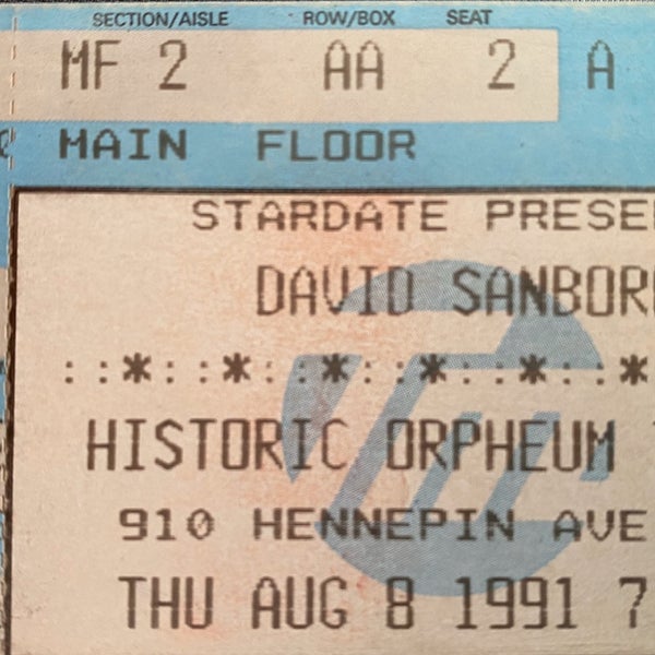 Once upon a time, concerts were amazing. 29 years ago, attended   concert of David Sanborn.