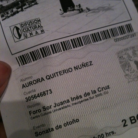 Photo taken at Foro Sor Juana Inés de la Cruz, Teatro UNAM by Aurora Q. on 3/29/2014
