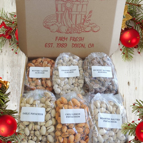 An amazing selection of Holiday Gift Boxes to choose from! Nuts, salami, cheese, dried fruit, chocolates, candies, wine and more! Stop by the market or on-line at www.pedrickproduce.com