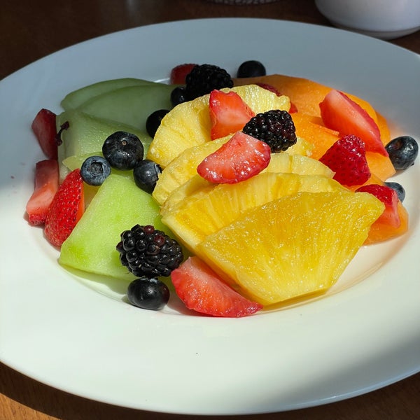 brunch fruit platter, also includes greek yogurt on the side