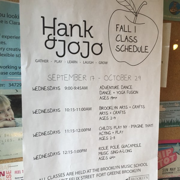 Hank & Jojo classes moved to the brooklyn music school