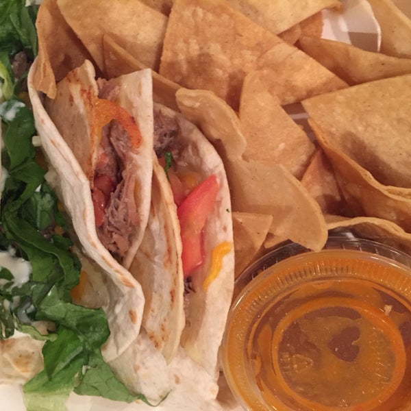 El Paso Taster combo with taco, mini quesadilla, and mini burrito, chips, and salsa