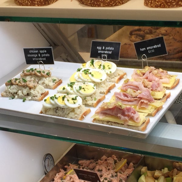 selection of small open faced danish smorrebrod sandwiches