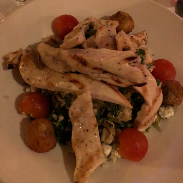 kale salad with fried blue cheese and chicken