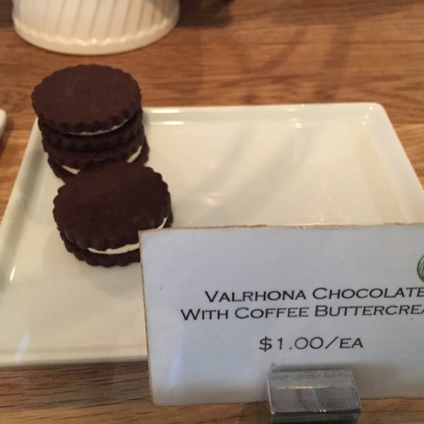 valrhona chocolate with coffee buttercream cookies
