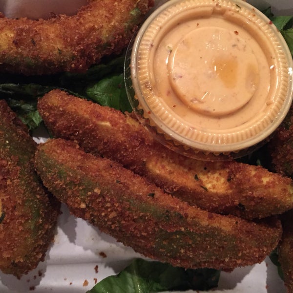 fried avocado and chipotle dipping sauce is tasty but very heavy. share it with a few friends