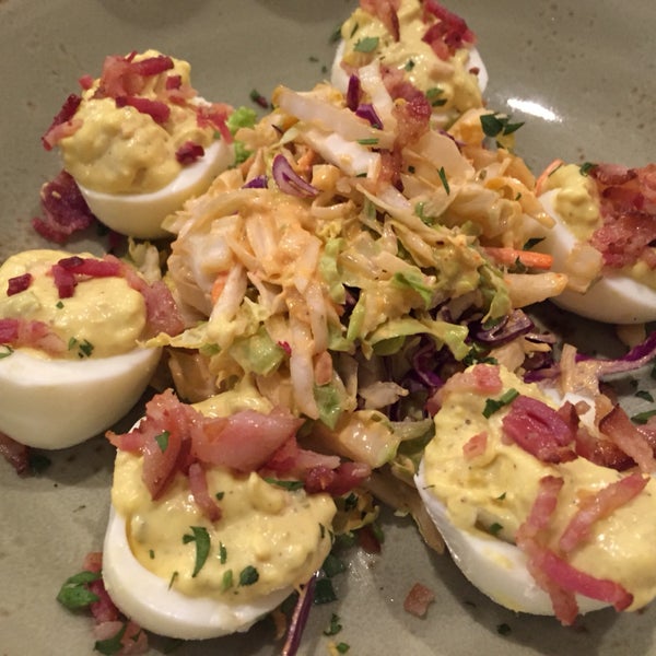 blue barn deviled eggs with bacon (optional but not optional)