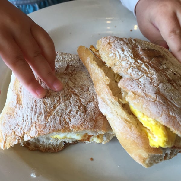 egg and cheese breakfast sandwich on ciabatta
