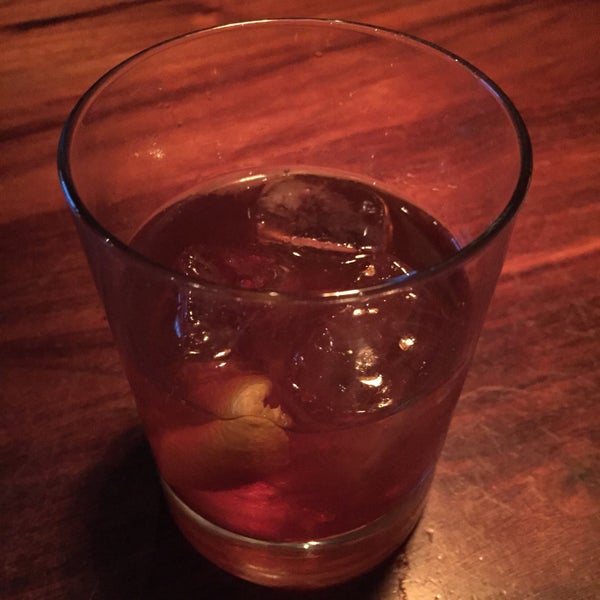 vt's old fashioned cocktail - exclusive house whiskey, demerara, pink peppercorn, and angostura