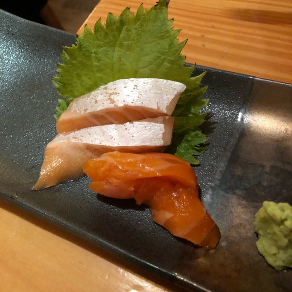 organic salmon sashimi, two pieces