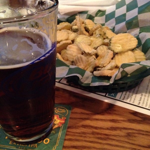 Fried pickle chips and cold beer!