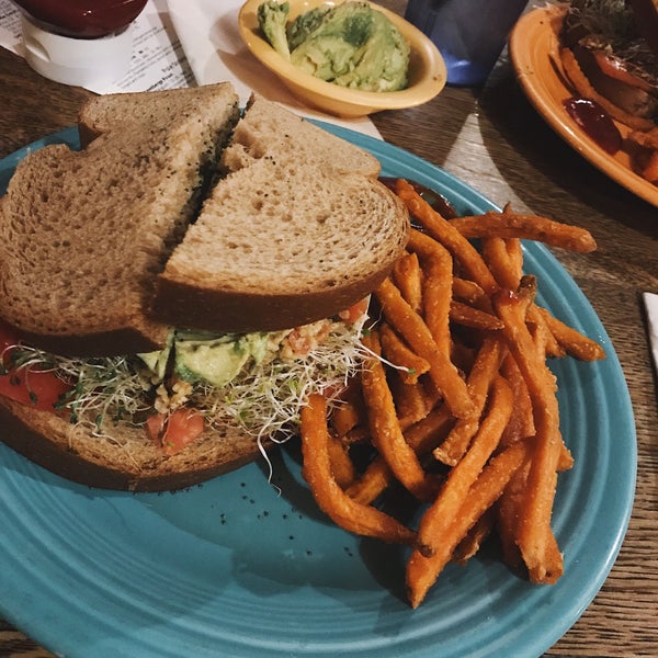 The Shire is really good!! Ask for no mayo and it’s vegan!! And the sweet potato fries are heavenly