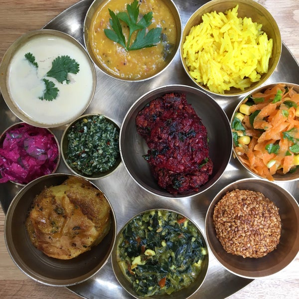 Delicious Indian-style vegetarian lunch