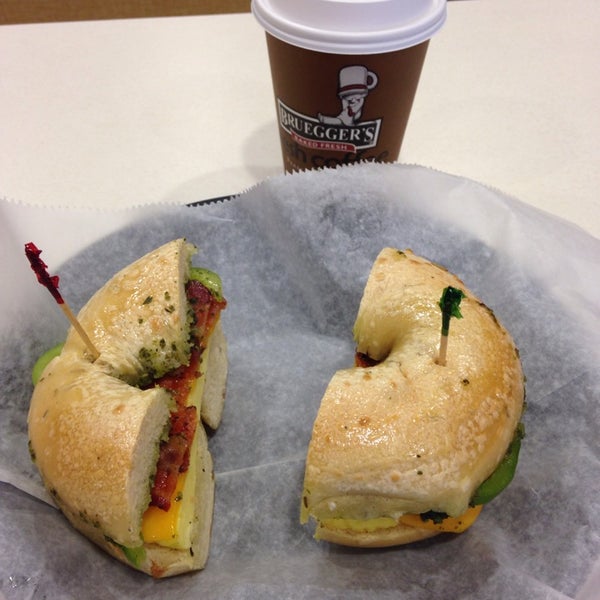 Try the chimi cheddar egg bagel. It's amazing! Lattes aren't too bad either.
