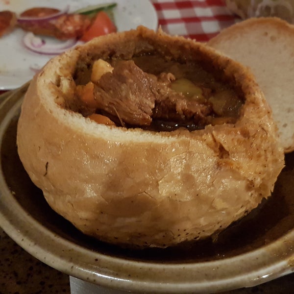 Gulash in a bread bowl