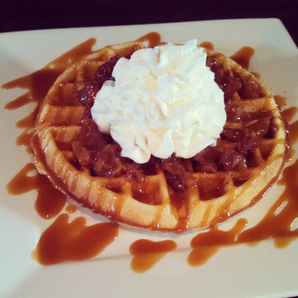 The drinks are great, but you NEED to get a waffle. We split the apple strudel waffle: and it was delicious.