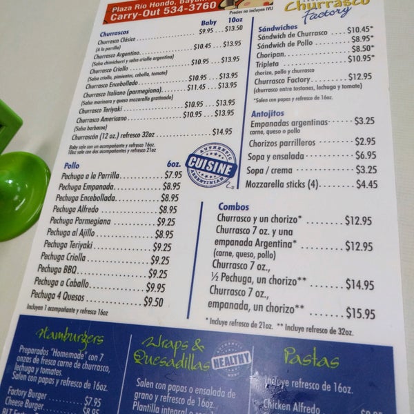 Churrasco menu deals