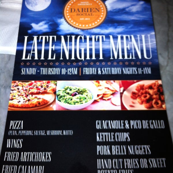Late night menu available.