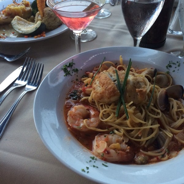 Pasta, clams, shrimp, and lobster all on one plate with an amazing view and a banging Cosmo ... What more could a girl ask for