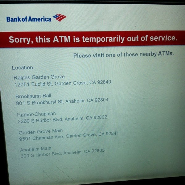 bank of america garden grove california