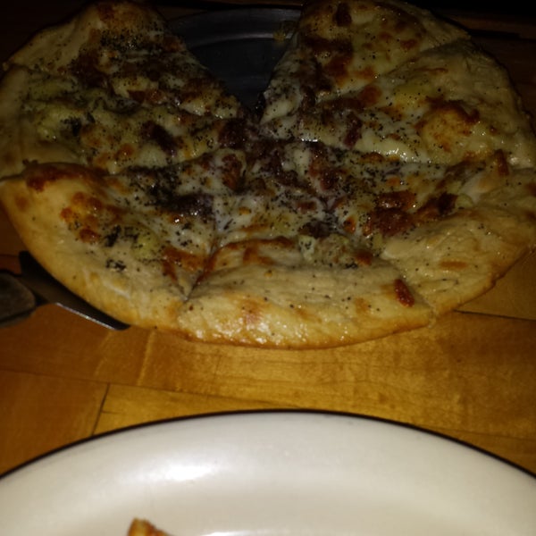 Holy cow!  Best potato pizza I've ever had! Crunchy crust with hints of garlic and bacon. OMG....you must try this