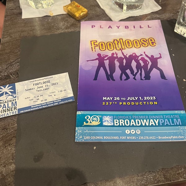 Снимок сделан в Broadway Palm Dinner Theatre пользователем Chris S. 6/25/2023
